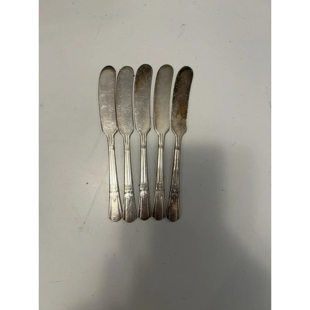 Vintage 1930s Court Silver Plate Butter Spreader Knives - Set‎ of 5